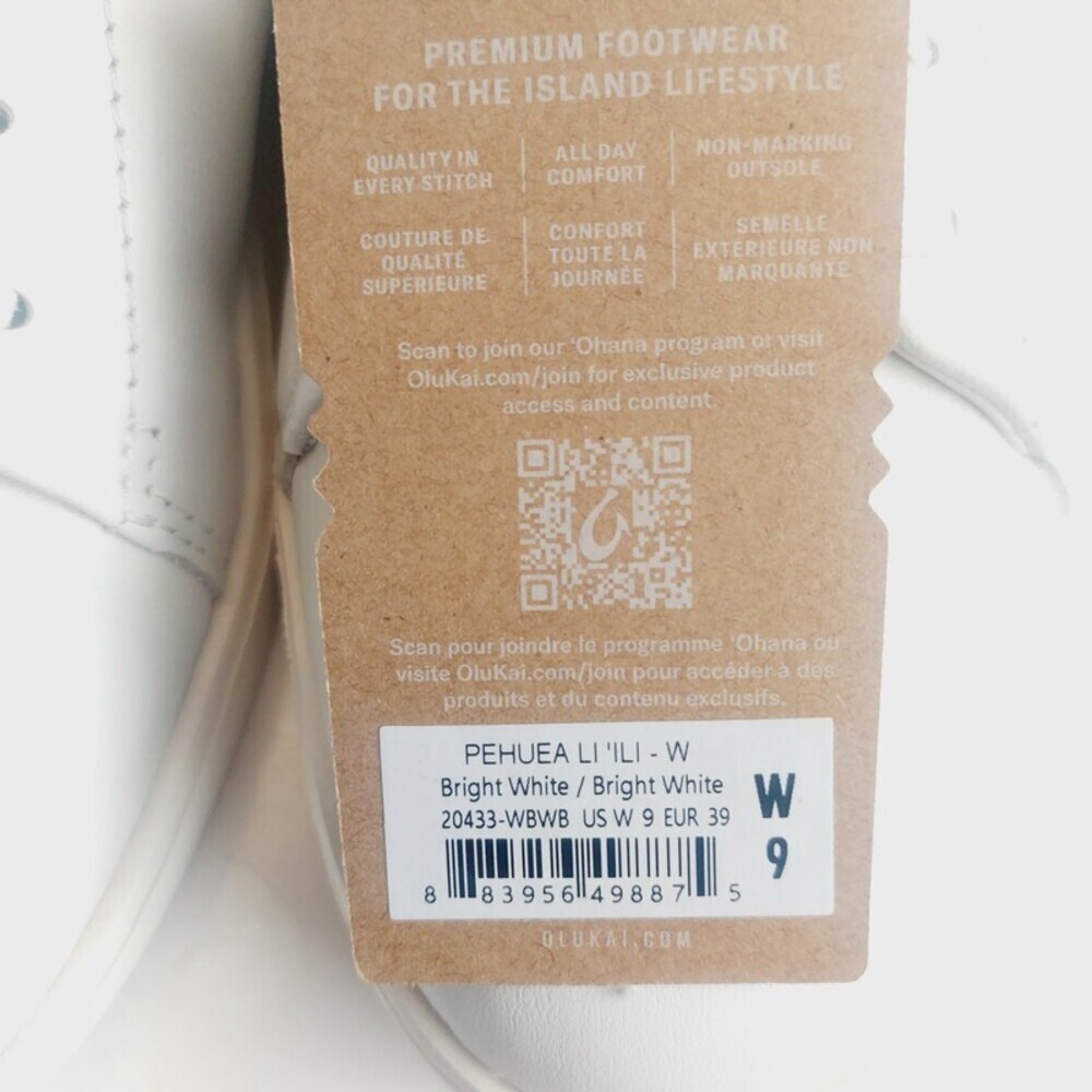 Olukai Womens Size 9 PEHUEA LI ILI Casual Leather Sneaker Bright White Shoe - Picture 8 of 9